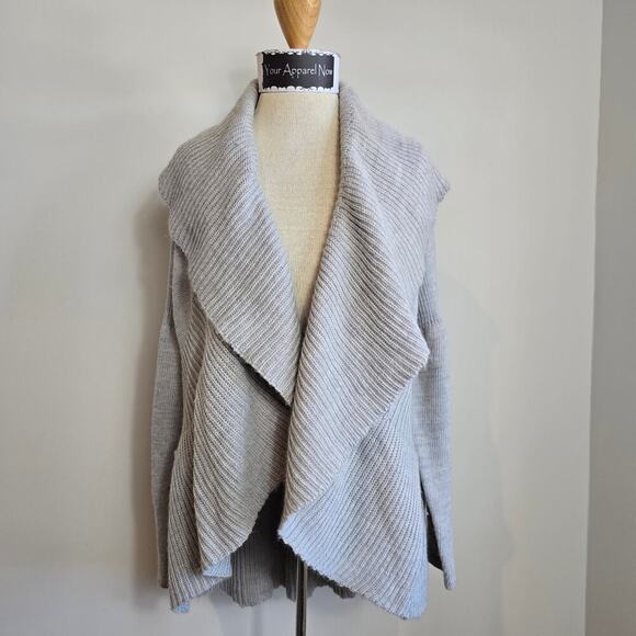 Design History Women's Gray Open Shawl Neck Open Chunky Cardigan Sz M (787) - Picture 1 of 12